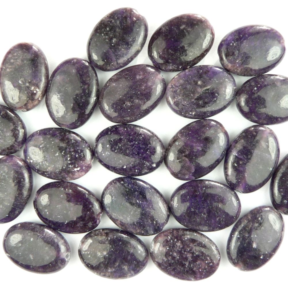 Sterling silver 13x18mm (+/-) oval Lepidolite semi-precious stone pendant, with optional chain or leather cord, in a gift box