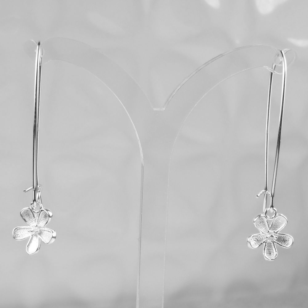 Sterling silver 10mm flowers on sterling silver 35mm kidney wires, in a gift box