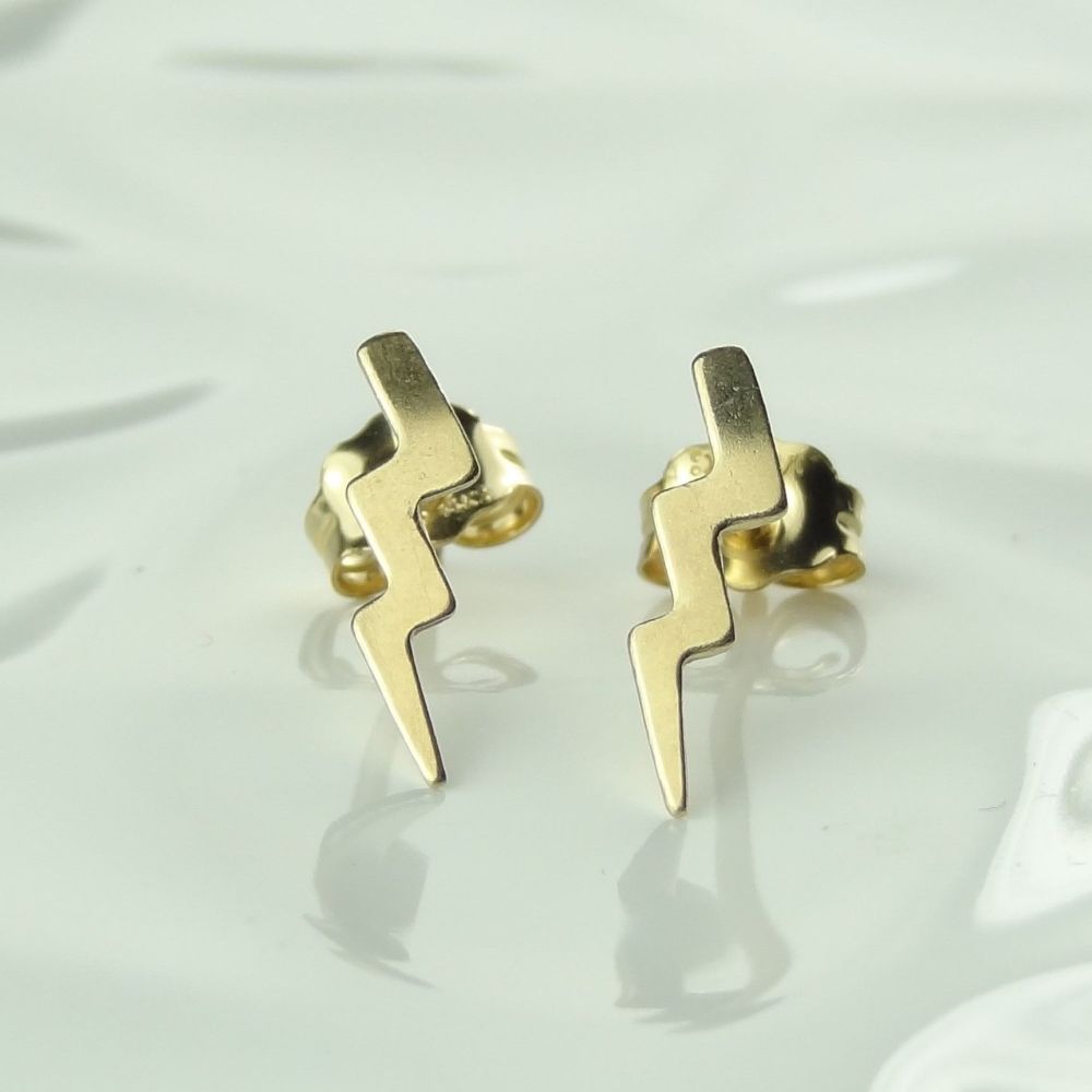 12mm, 14k gold filled lightning stud earrings, in a gift box