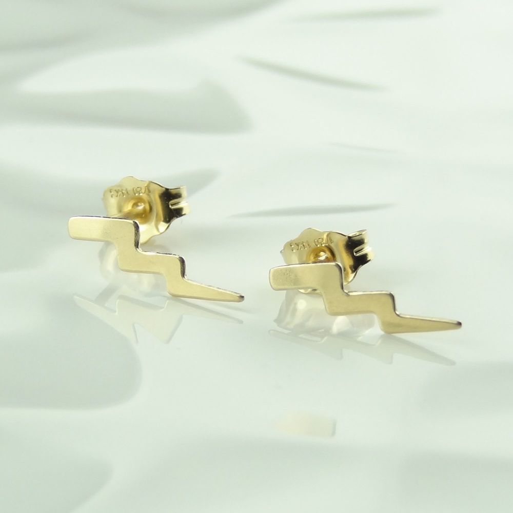 12mm, 14k gold filled lightning stud earrings, in a gift box
