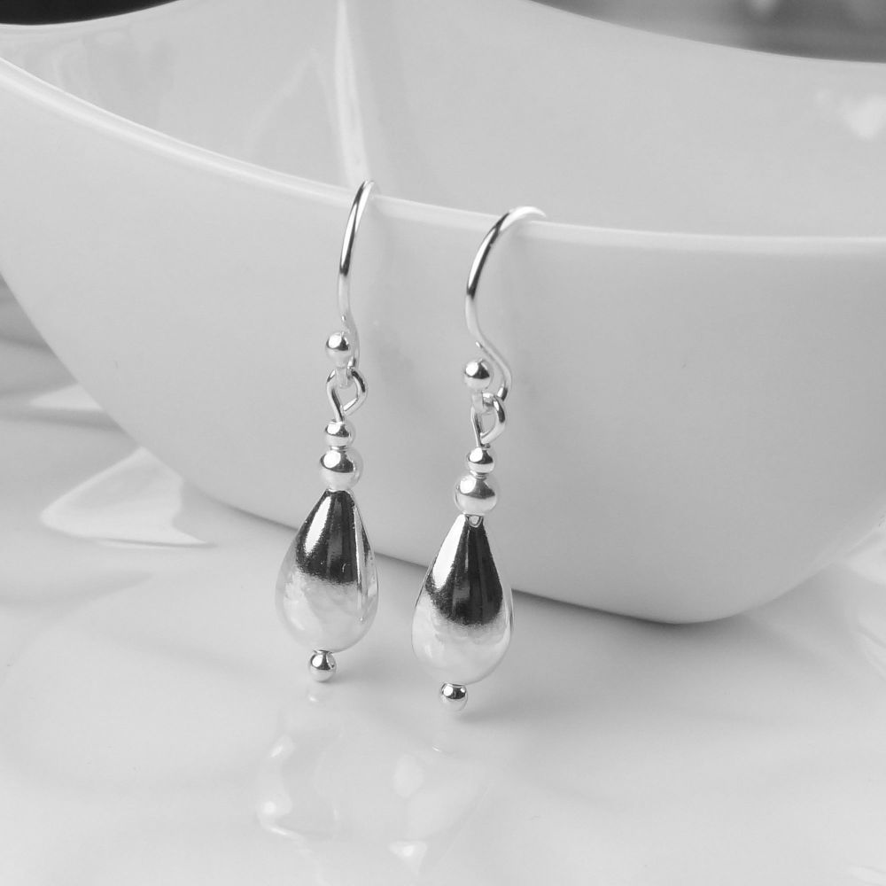 12x6.7mm teardrop pip sterling silver drop earrings, in a gift box - choice of ear wires available