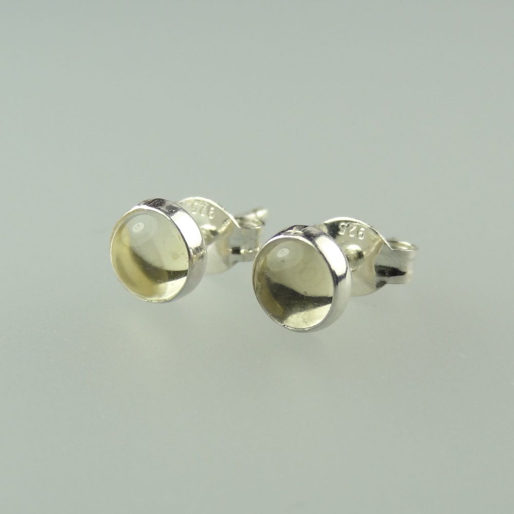 5mm sterling silver Citrine semi-precious stone stud earrings with scroll backs, in a gift box