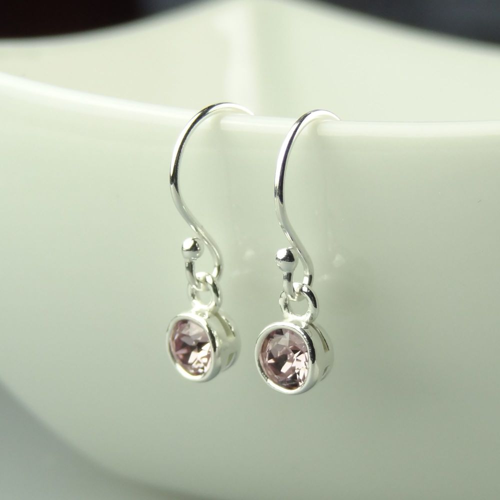 Dainty/small 4.5mm sterling silver Alexandrite faceted crystal earrings