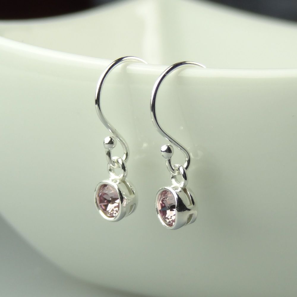 Dainty/small 4.5mm sterling silver Alexandrite faceted crystal earrings, in a gift box - June birthday/birthstone - choice of ear wires available