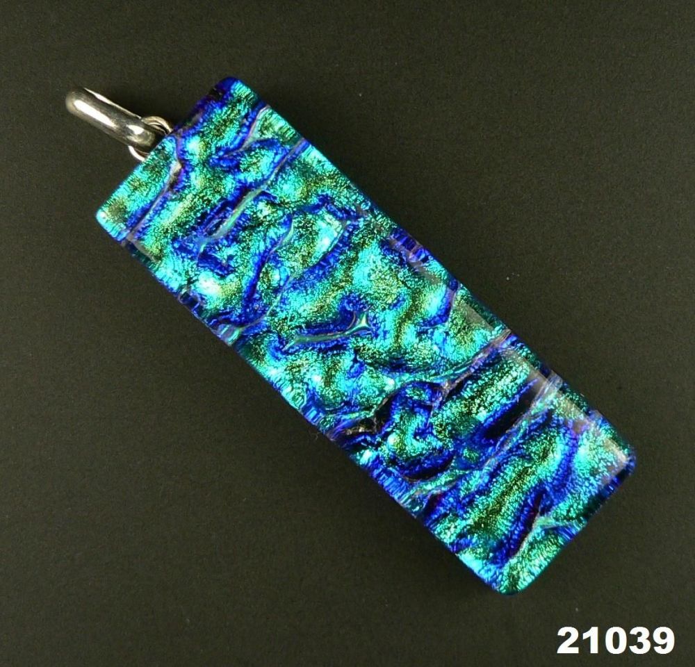 4.8cm green & blue sterling silver Dichroic glass pendant