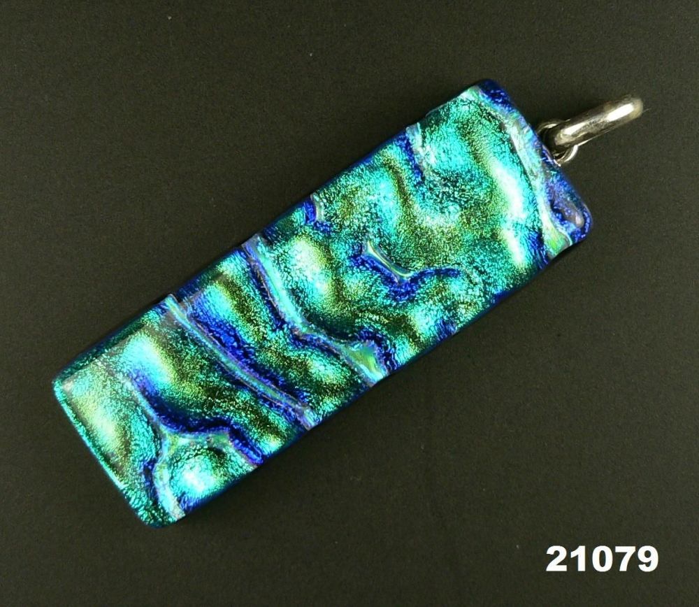 4.8cm green & blue sterling silver Dichroic glass pendant