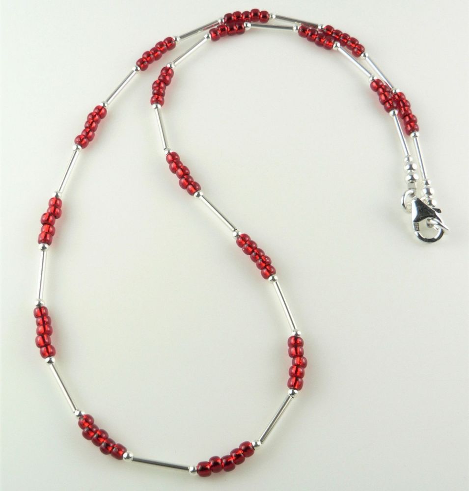 Sterling silver & Toho glass seed bead necklace, in a gift box, 2 lengths available - (#8897)