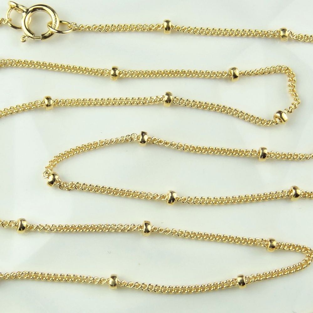 14k, 1/20th yellow gold filled 1-bead satellite chain with bolt ring - 16 inch, in a gift box