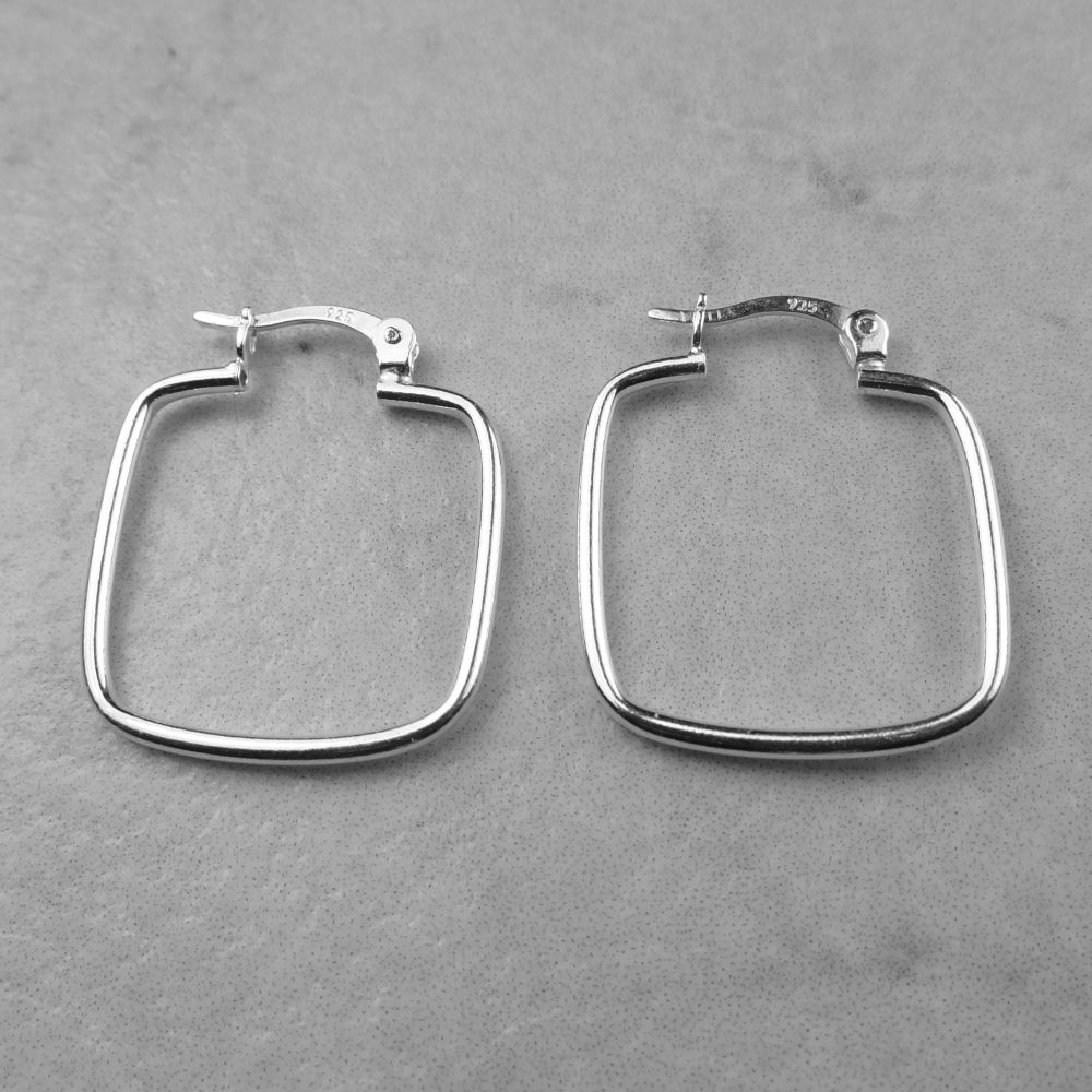 Sterling silver 23mm hinged square hoop earrings