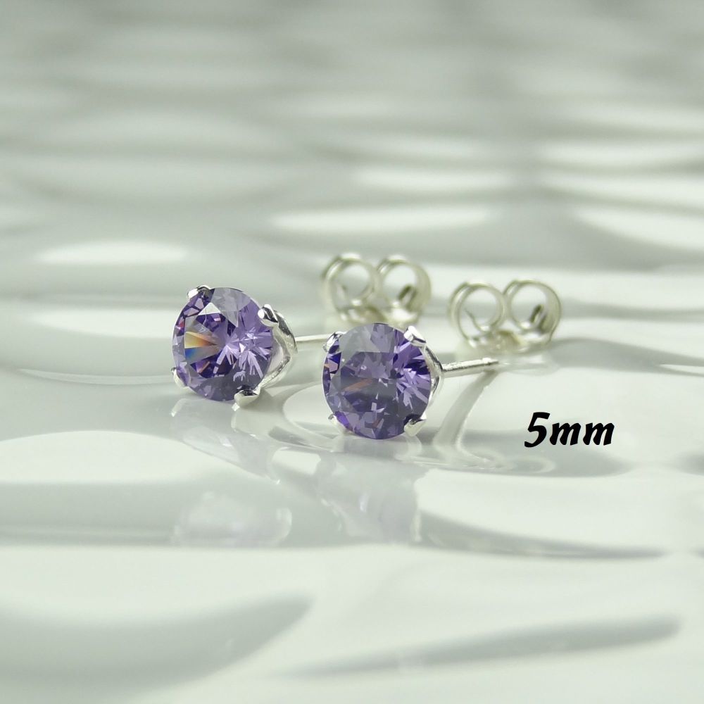 Sterling silver or 14k gold filled faceted Cubic Zirconia studs February