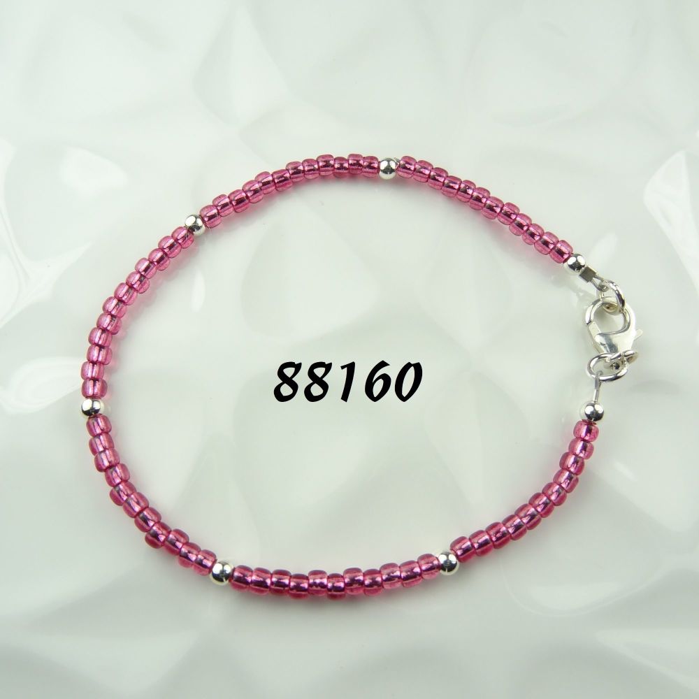 12 colour options - Sterling silver Toho glass seed beaded stacking bracelet with lobster clasp