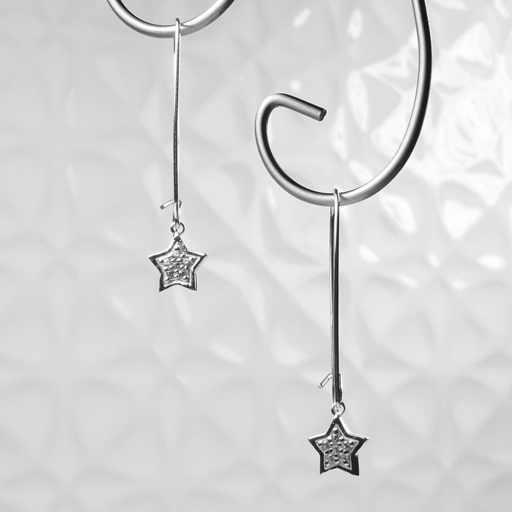 Sterling silver earrings with stars and Cubic Zirconia stones