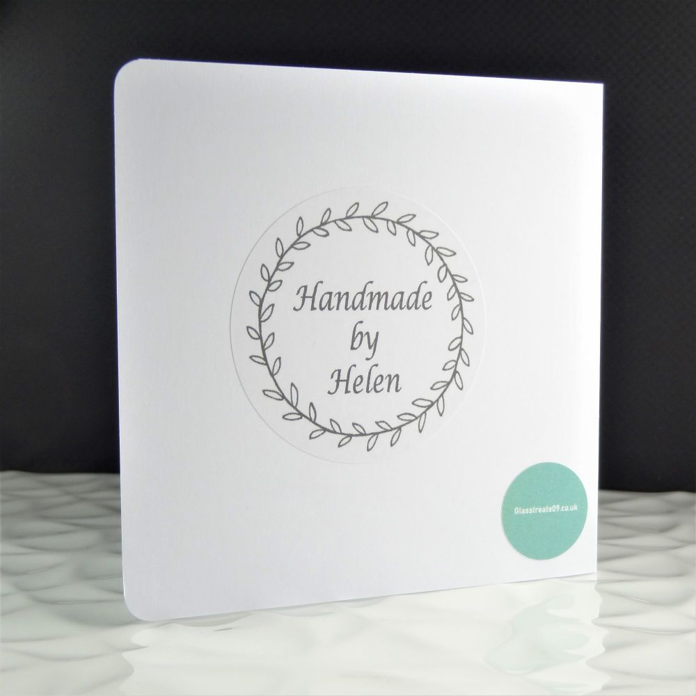 Handmade fused glass art greeting card, any occasion, birthday ~ multi-coloured ~ 4x4 inch card, 1.5 inch (+/-) glass (#121)