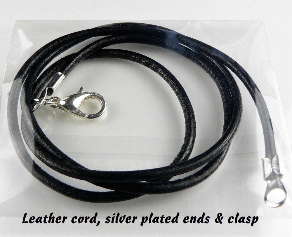 3.2cm multi-coloured genuine Dichroic glass pendant, with leather cord & gift box (#9094)