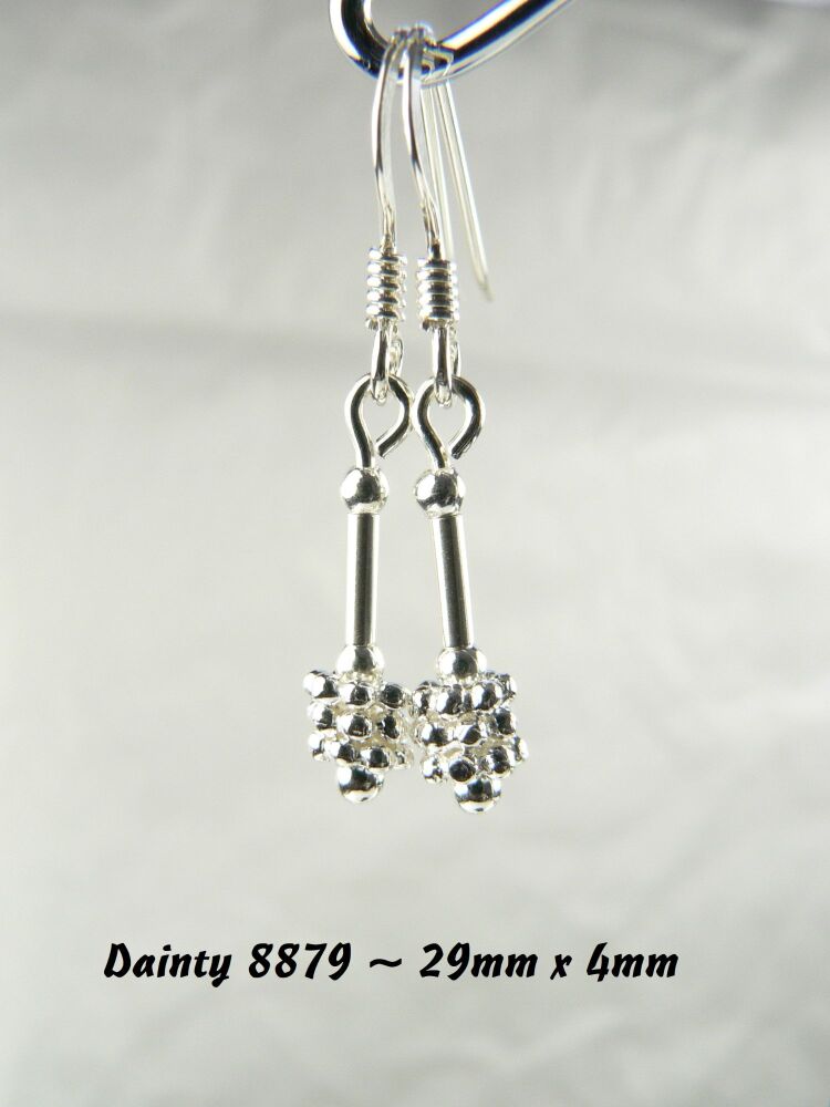 Sterling silver drop earrings, on either fish or kidney wires in a gift box