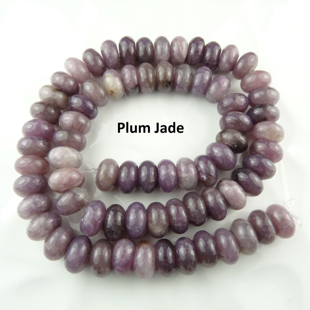 Plum Jade rondelle semi-precious stone & sterling silver drop earrings, in a gift box (twists)