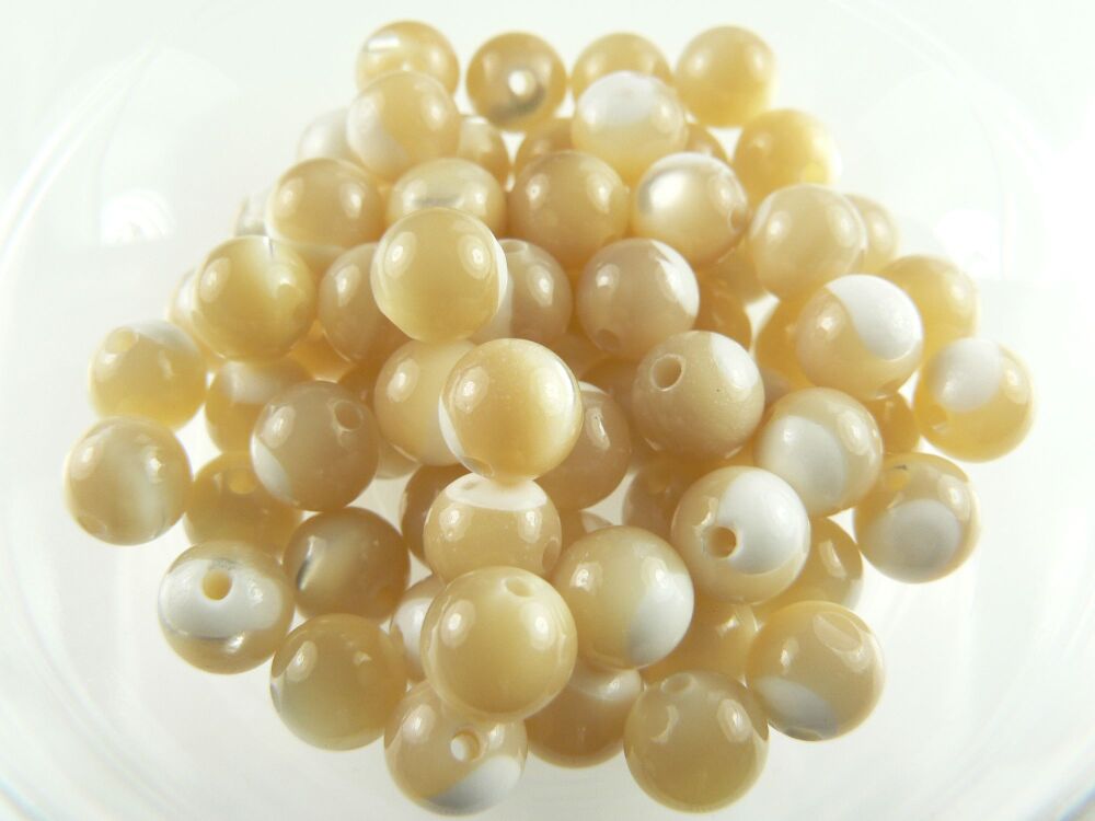 Sterling silver & 6mm (+/-) cream Mother-of-Pearl beaded bracelet with lobster clasp, in a gift box