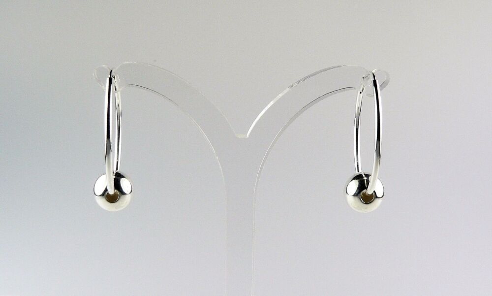 8mm sterling silver beads, on 24mm hoop earrings, in a gift box