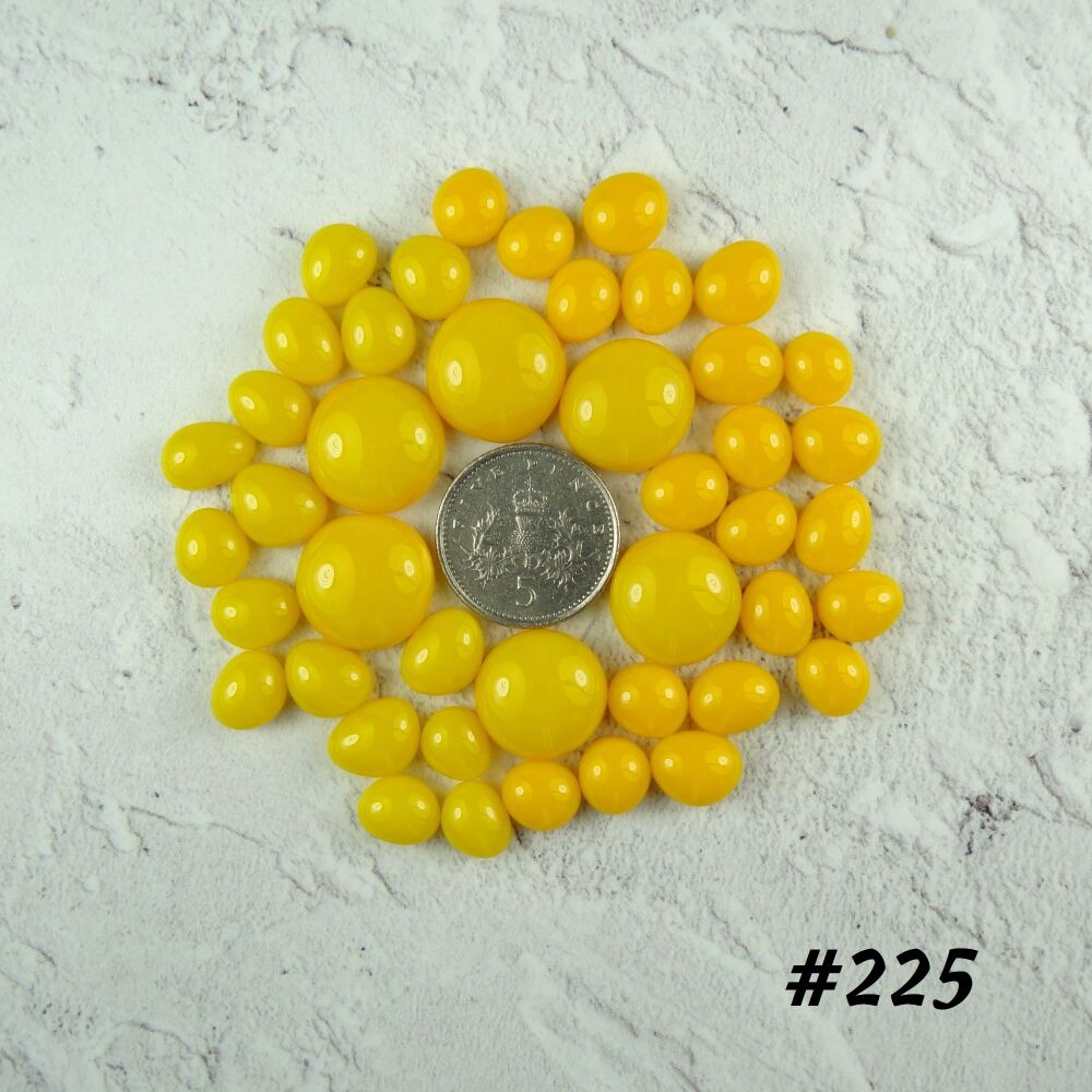 (#225) 25g art glass cabochons, for jewellery making, arts, crafts, mosaics, craft supplies - handcrafted - yellow