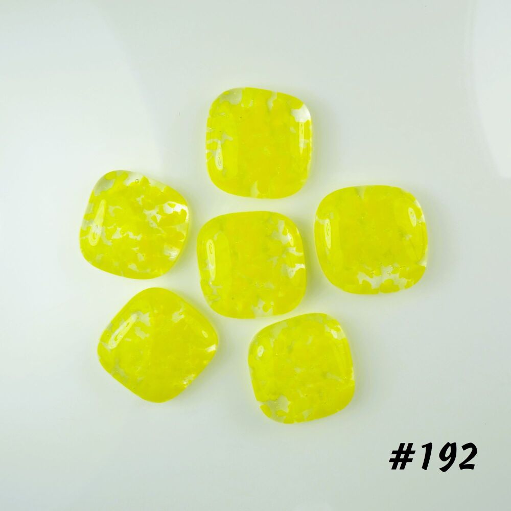 6 art glass cabochons, jewellery making, wire wrapping, arts, crafts, mosaics, craft supplies, each 1.9cm (+/-), yellow speckled (#192)