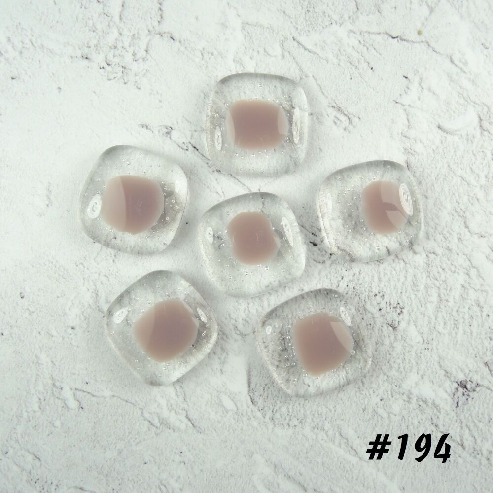 6 art glass cabochons, jewellery making, wire wrapping, arts, crafts, mosaics, craft supplies, each 2.1cm (+/-), purple spotted (#194)