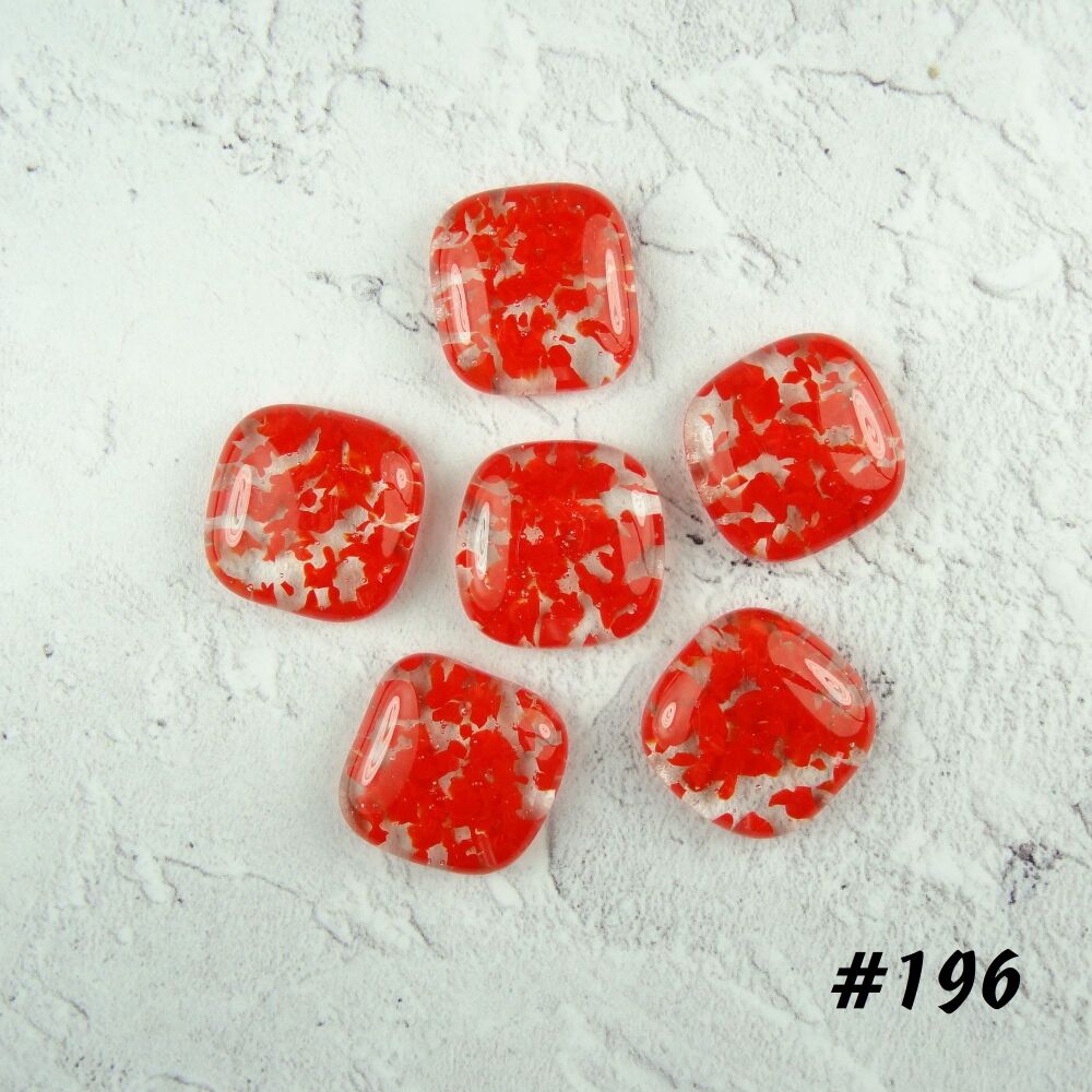 6 art glass cabochons, jewellery making, wire wrapping, arts, crafts, mosaics, craft supplies, each 1.9cm (+/-), red speckled (#196)