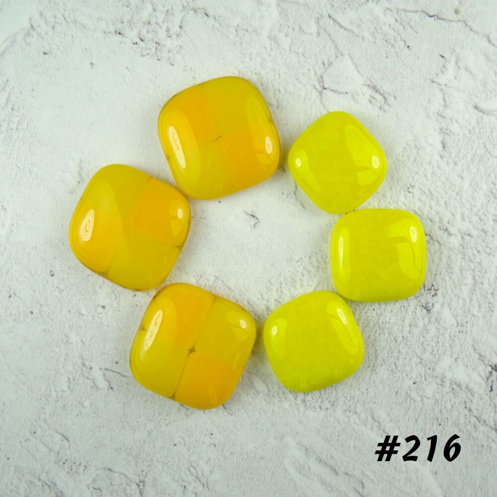 6 art glass cabochons, jewellery making, wire wrapping, arts, crafts, mosaics, craft supplies, each 1.8-2.3cm (+/-), yellow mixed (#216)