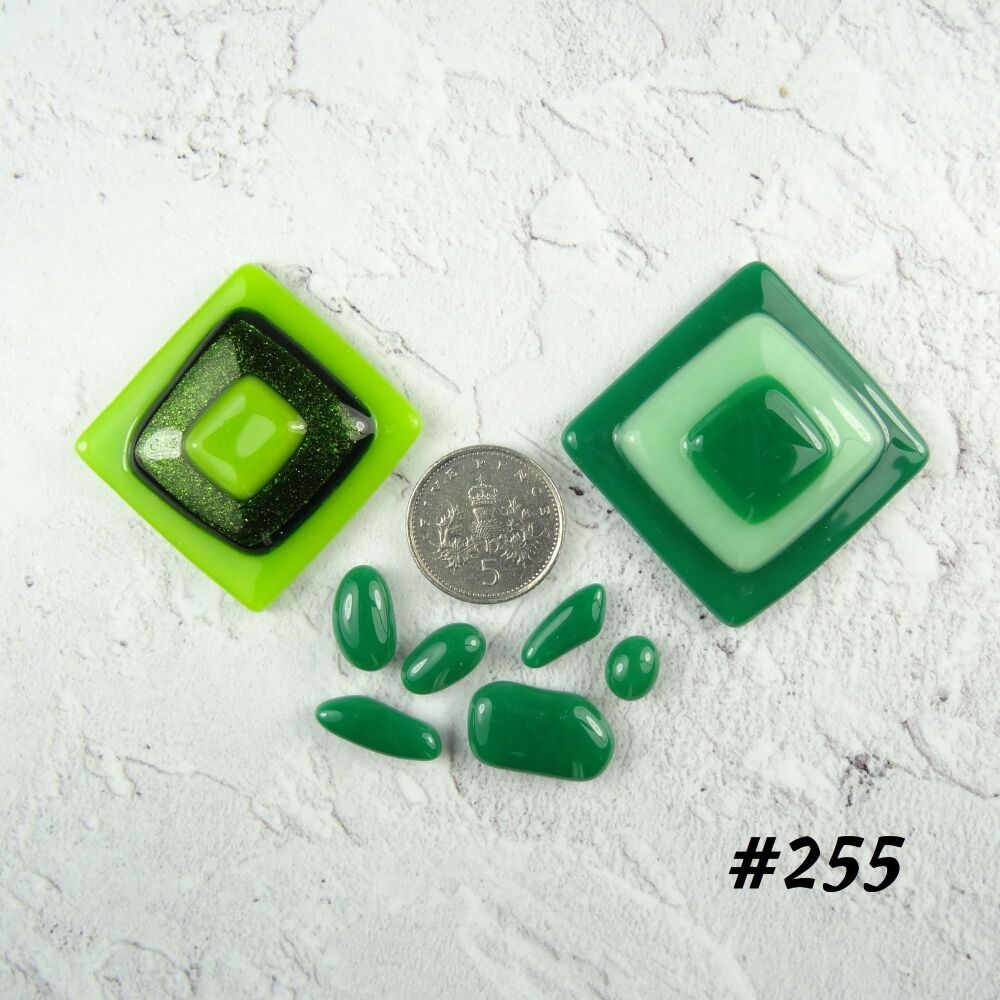 25g art glass cabochons, jewellery making, wire wrapping, arts, crafts, mosaics, craft supplies, green mixed (#255)