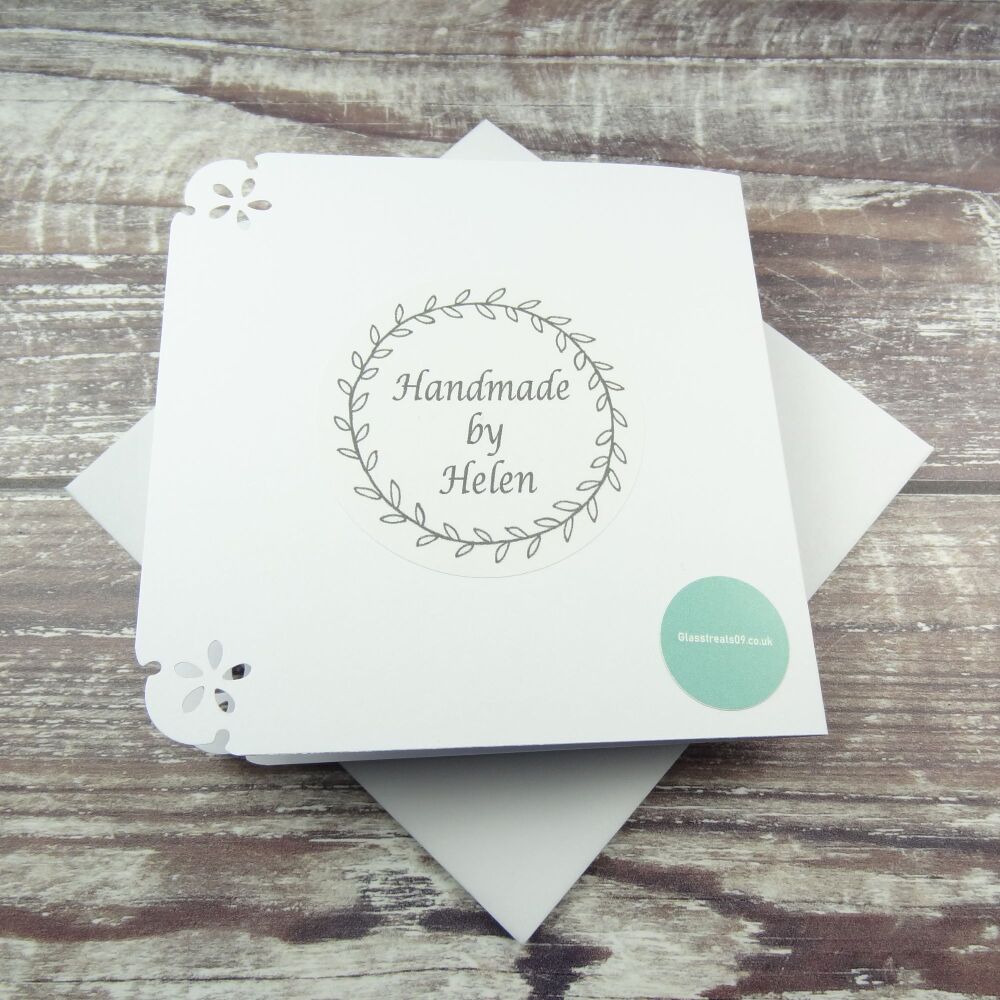 Milestone/significant age "40" handcrafted fused Murrini glass blank birthday card - 10cm card, 4cm glass (orange) (#692)