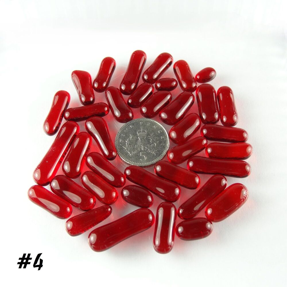 (#4) 25g art glass cabochons, for jewellery making, arts, crafts, mosaics, craft supplies - handcrafted - red
