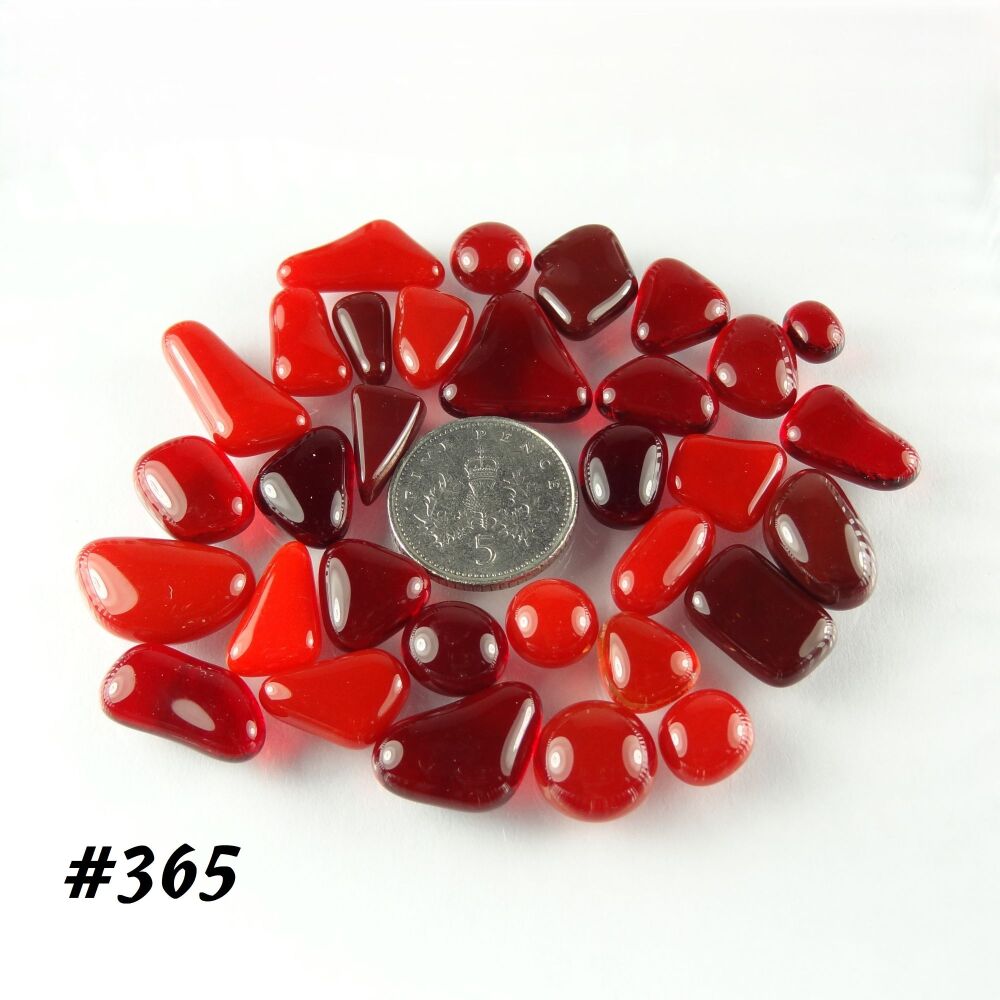 (#365) 25g art glass cabochons, for jewellery making, arts, crafts, mosaics, craft supplies - handcrafted - red