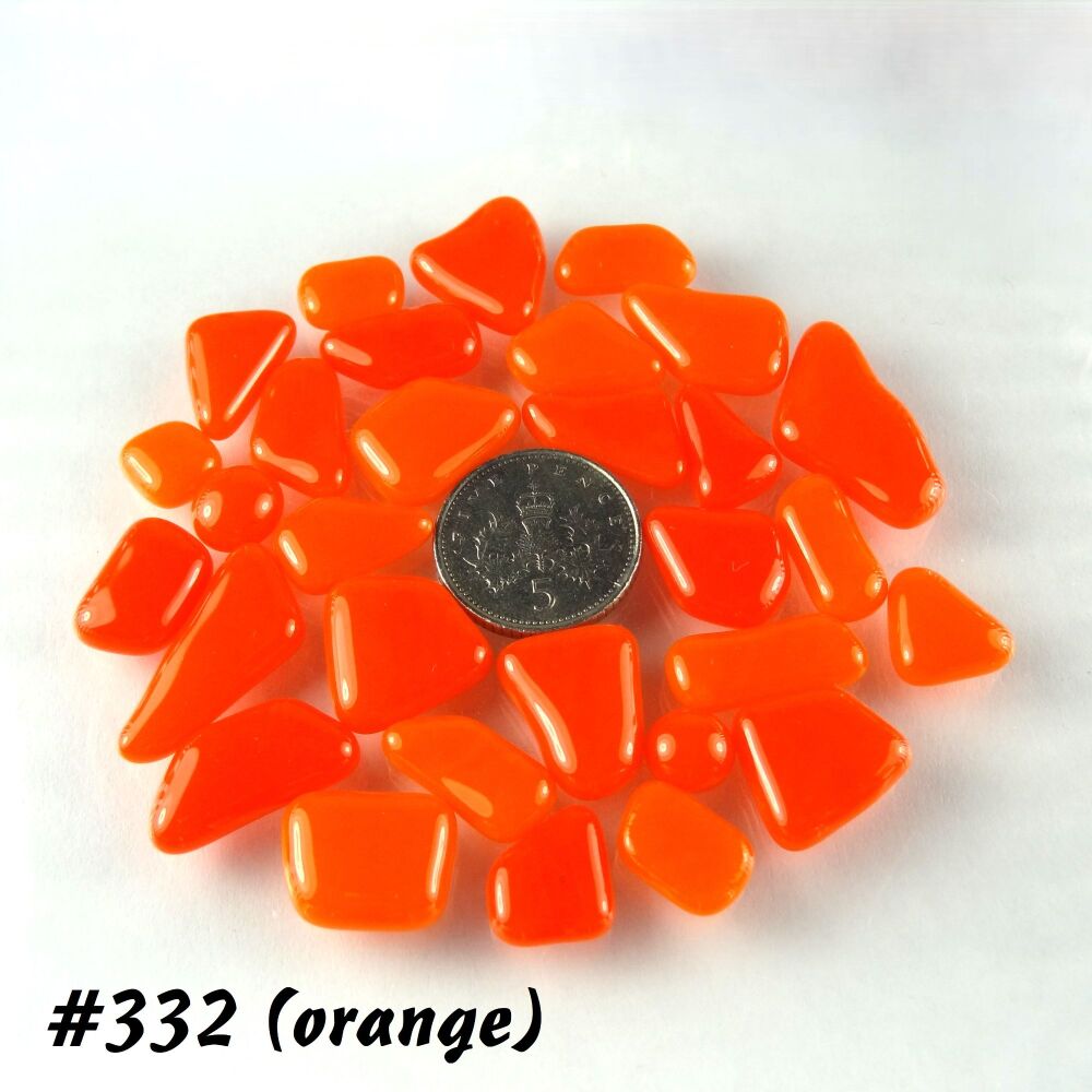 25g art glass cabochons, for jewellery making, arts, crafts, mosaics, craft supplies - handcrafted - orange (#332)