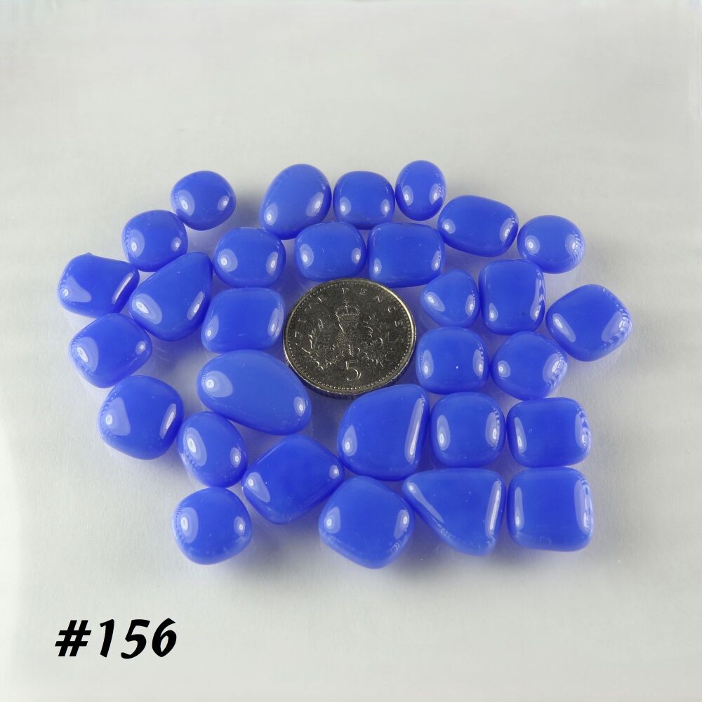 (#156) 25g art glass cabochons, for jewellery making, arts, crafts, mosaics, craft supplies - handcrafted - blue