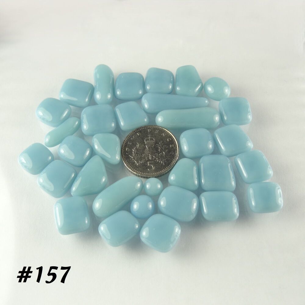 (#157) 25g art glass cabochons, for jewellery making, arts, crafts, mosaics, craft supplies - handcrafted - blue
