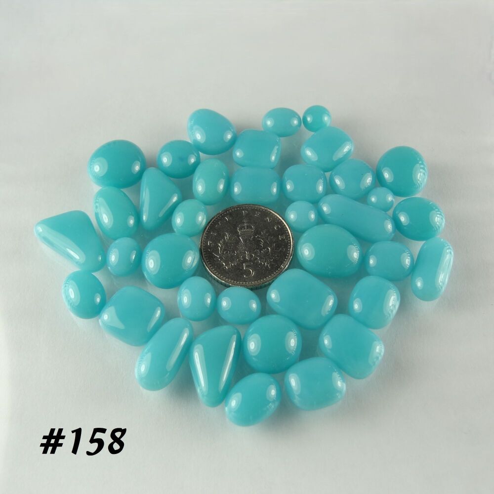 25g art glass cabochons, for jewellery making, arts, crafts, mosaics, craft supplies - handcrafted - blue/turquoise (#158)