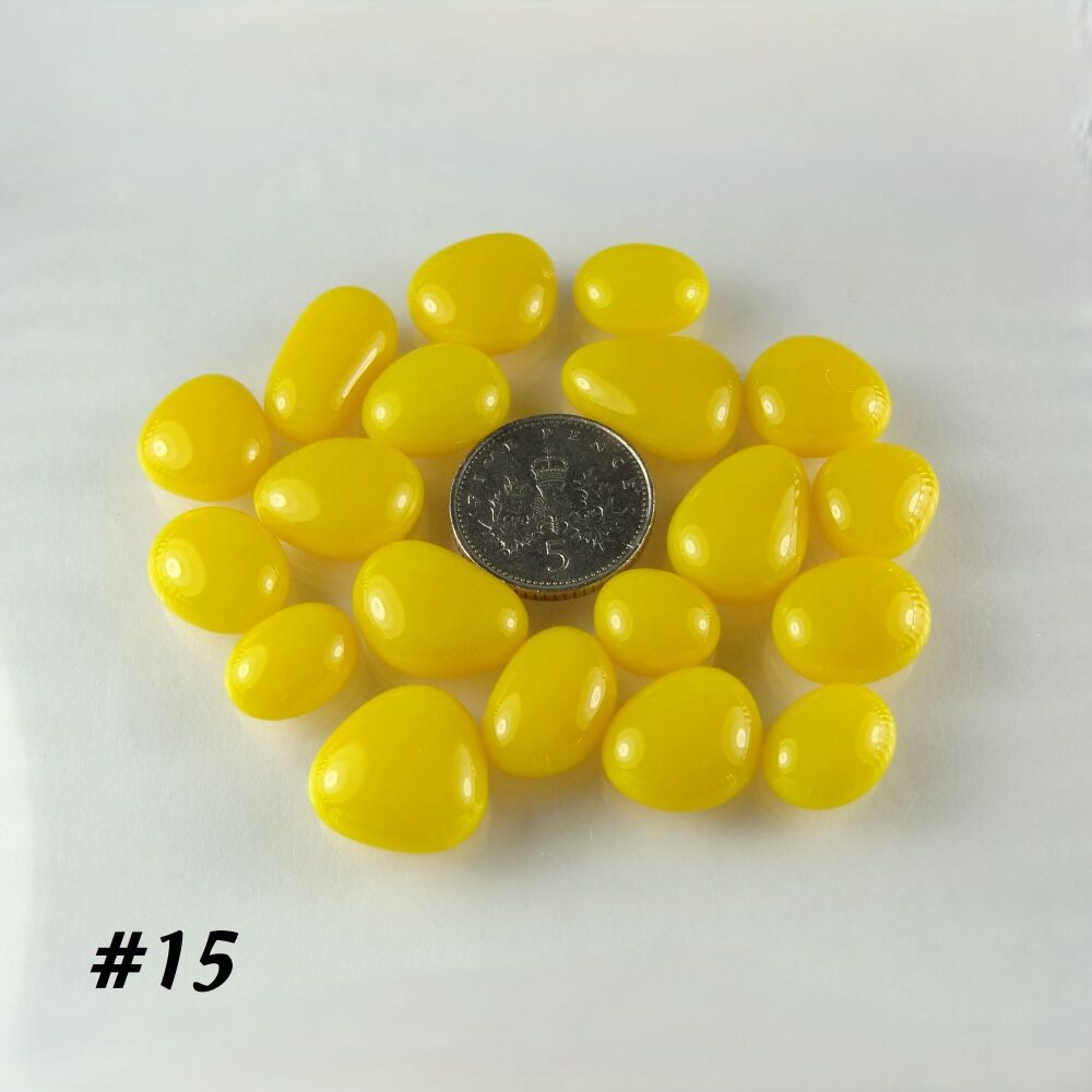 (#15) 25g art glass cabochons, for jewellery making, arts, crafts, mosaics, craft supplies - handcrafted - yellow