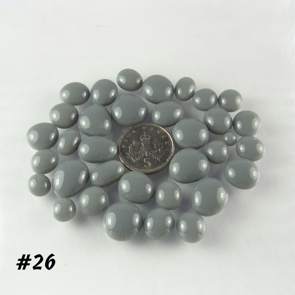 25g art glass cabochons, for jewellery making, arts, crafts, mosaics, craft supplies - handcrafted - grey (#26)
