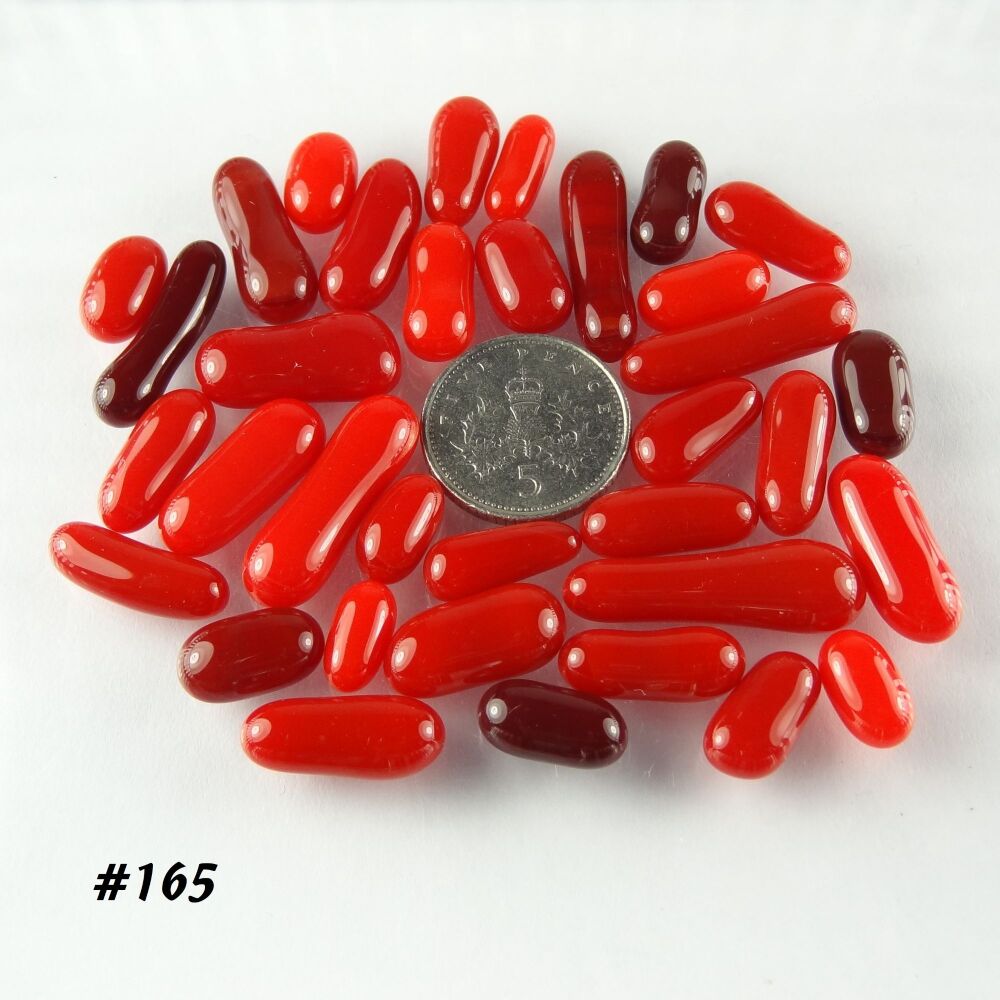 (#165) 25g art glass cabochons, for jewellery making, arts, crafts, mosaics, craft supplies - handcrafted - red