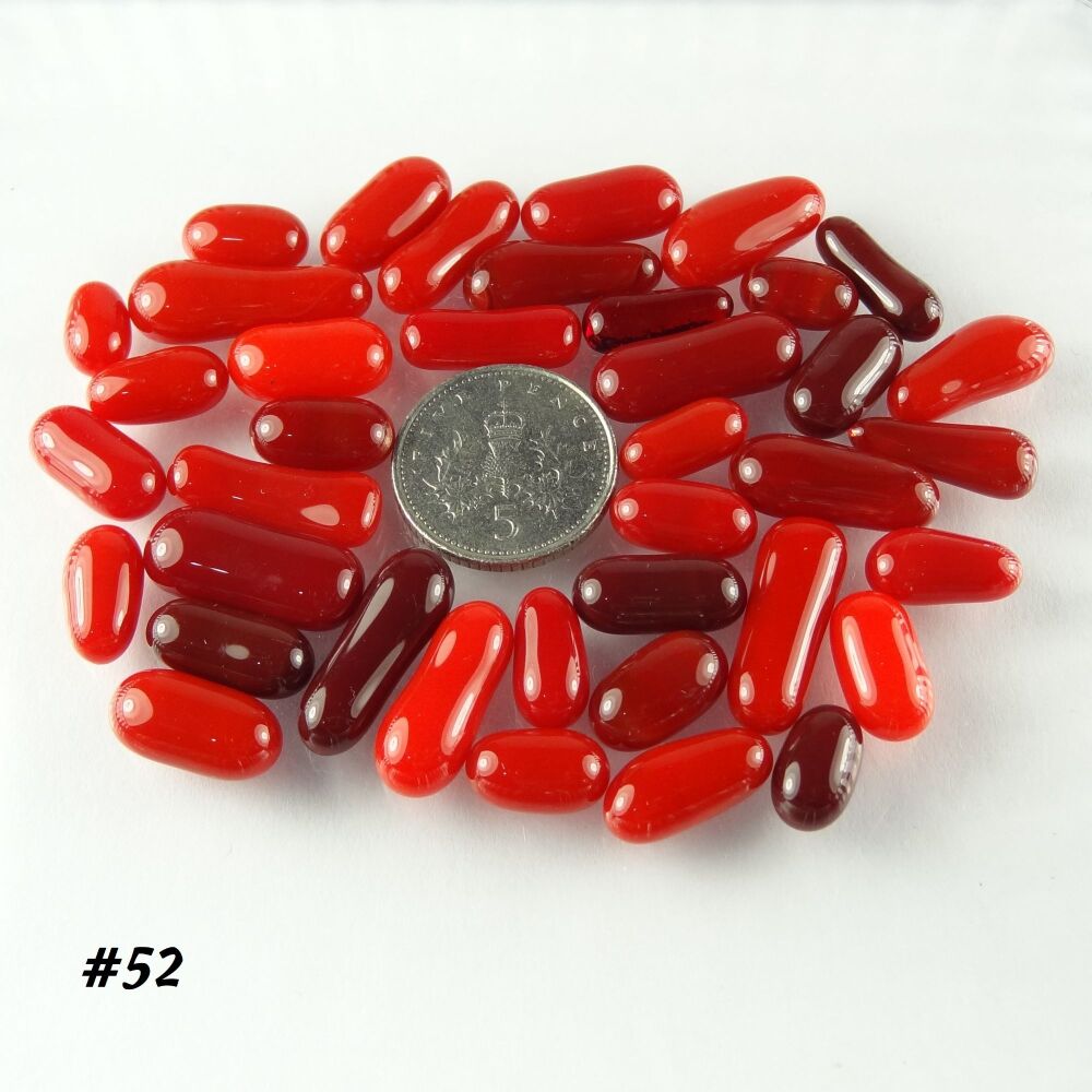 (#52) 25g art glass cabochons, for jewellery making, arts, crafts, mosaics, craft supplies - handcrafted - red
