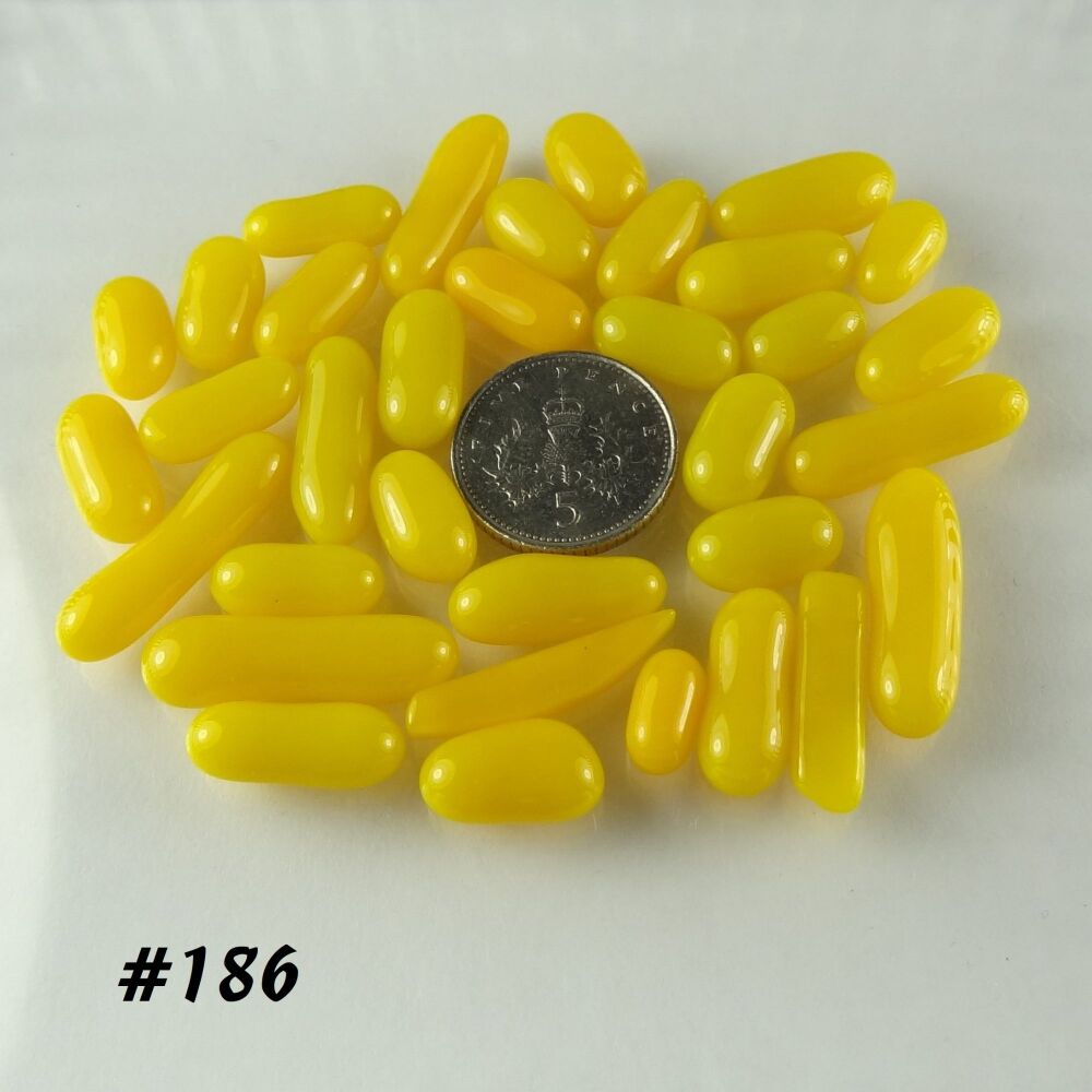 (#186) 25g art glass cabochons, for jewellery making, arts, crafts, mosaics, craft supplies - handcrafted - yellow