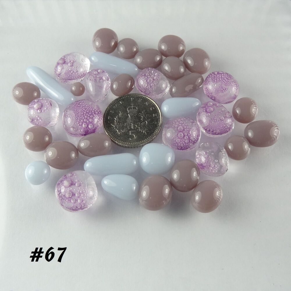 25g art glass cabochons, for jewellery making, arts, crafts, mosaics, craft supplies - handcrafted - purple (#67)