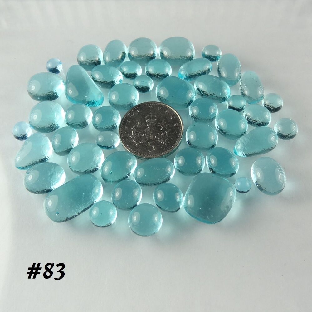 25g art glass cabochons, for jewellery making, arts, crafts, mosaics, craft supplies - handcrafted - light blue (#83)