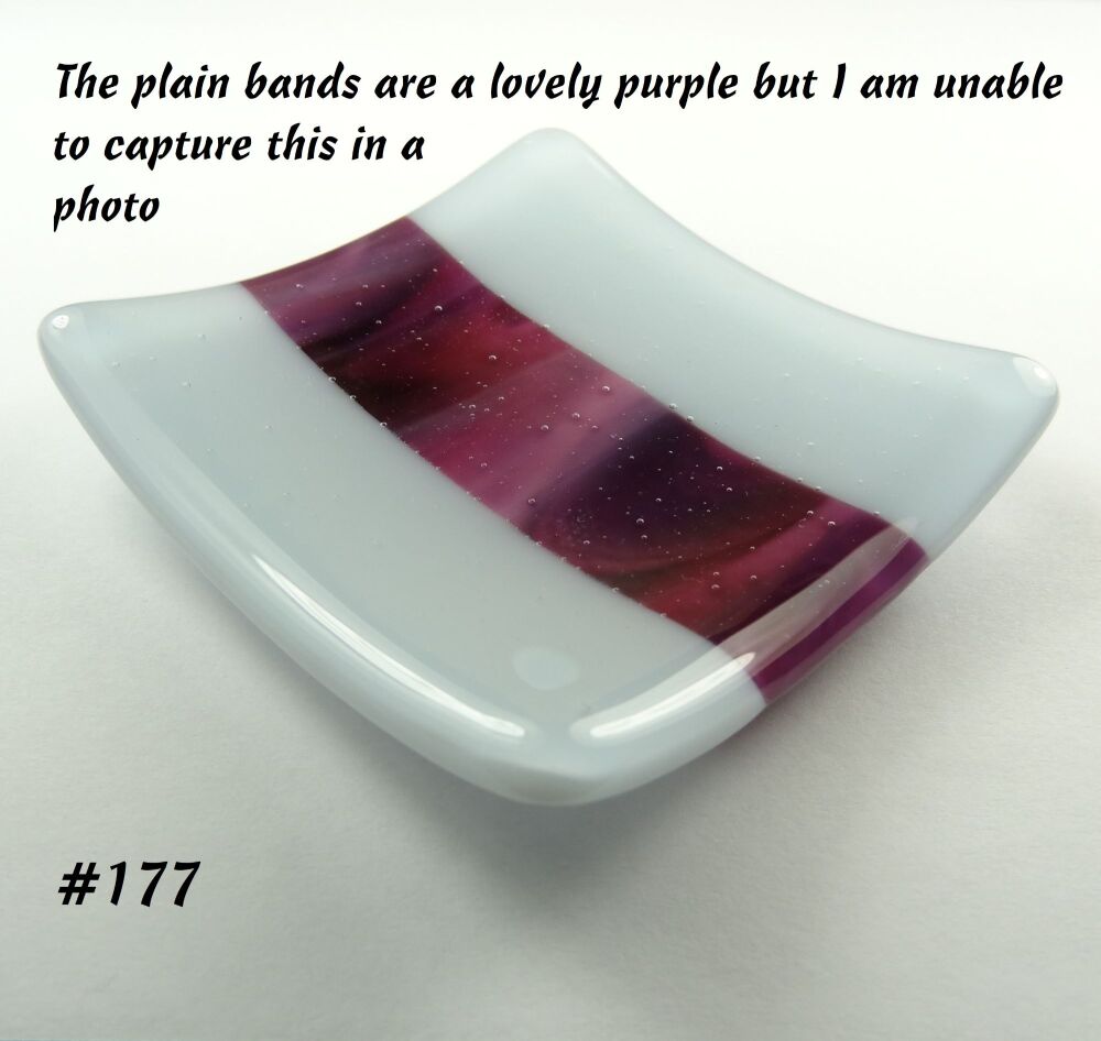 Handcrafted streaky purple fused glass shallow trinket dish, tea light holder, or ornament to display (#177)