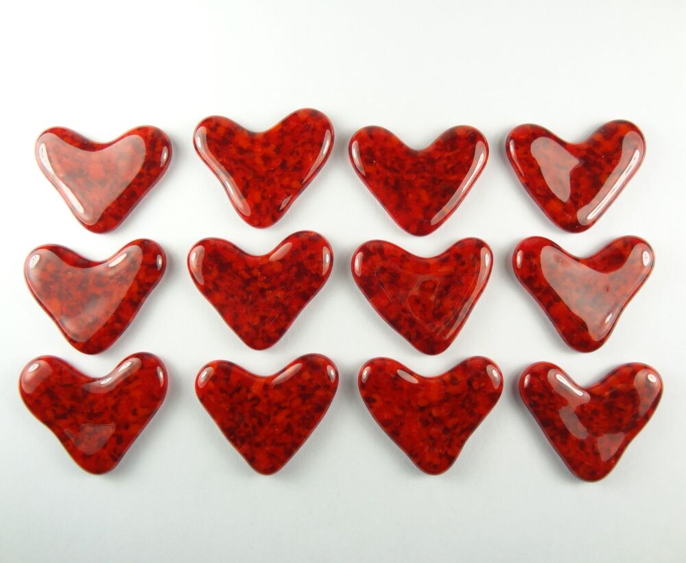 Handcrafted fused glass red heart greeting card, any occasion, love, romance, anniversary - 10cm card, 4-4.5cm heart