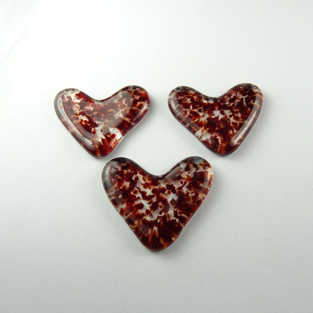 Handcrafted fused glass red speckled heart greeting card, any occasion, love, romance, anniversary - 10cm card, 4-4.5cm heart