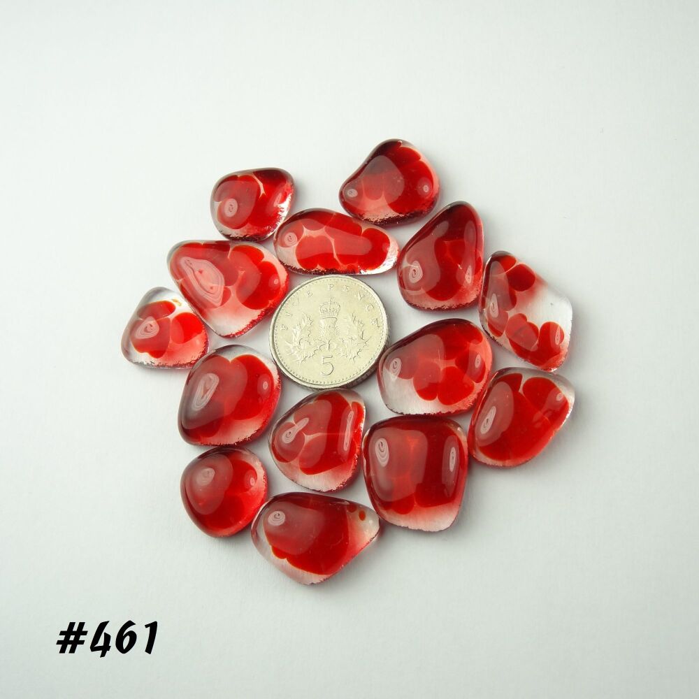 25g red art glass cabochons, for jewellery making, arts, crafts, mosaics, craft supplies - handcrafted (#461)