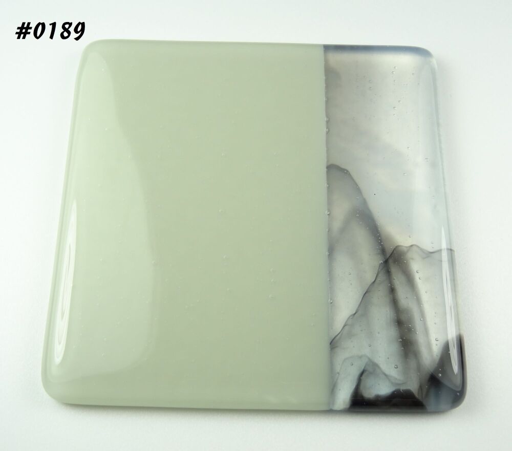 Handcrafted fused glass grey streaky coaster, with bumper feet, 9cm (#0189)