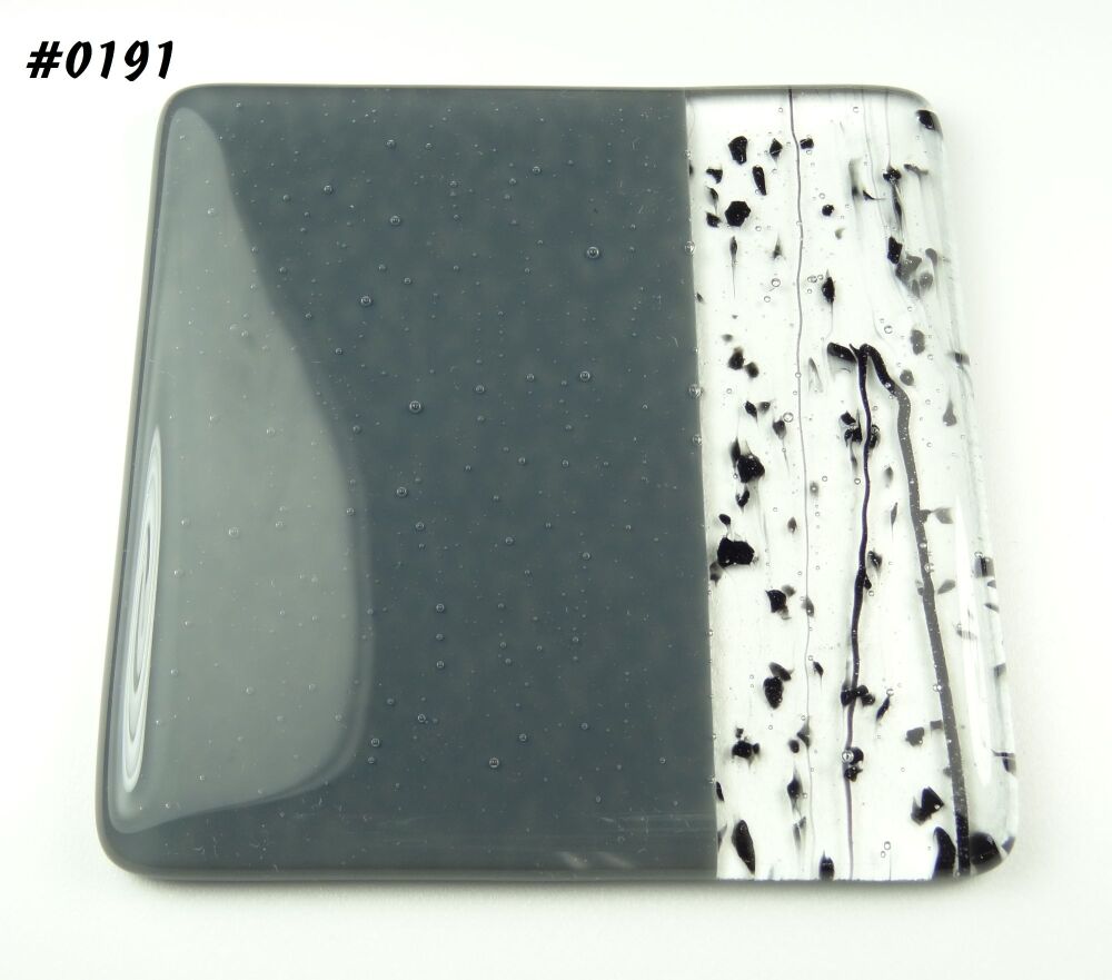 Handcrafted fused glass grey collage coaster, with bumper feet, 9cm (#0191)