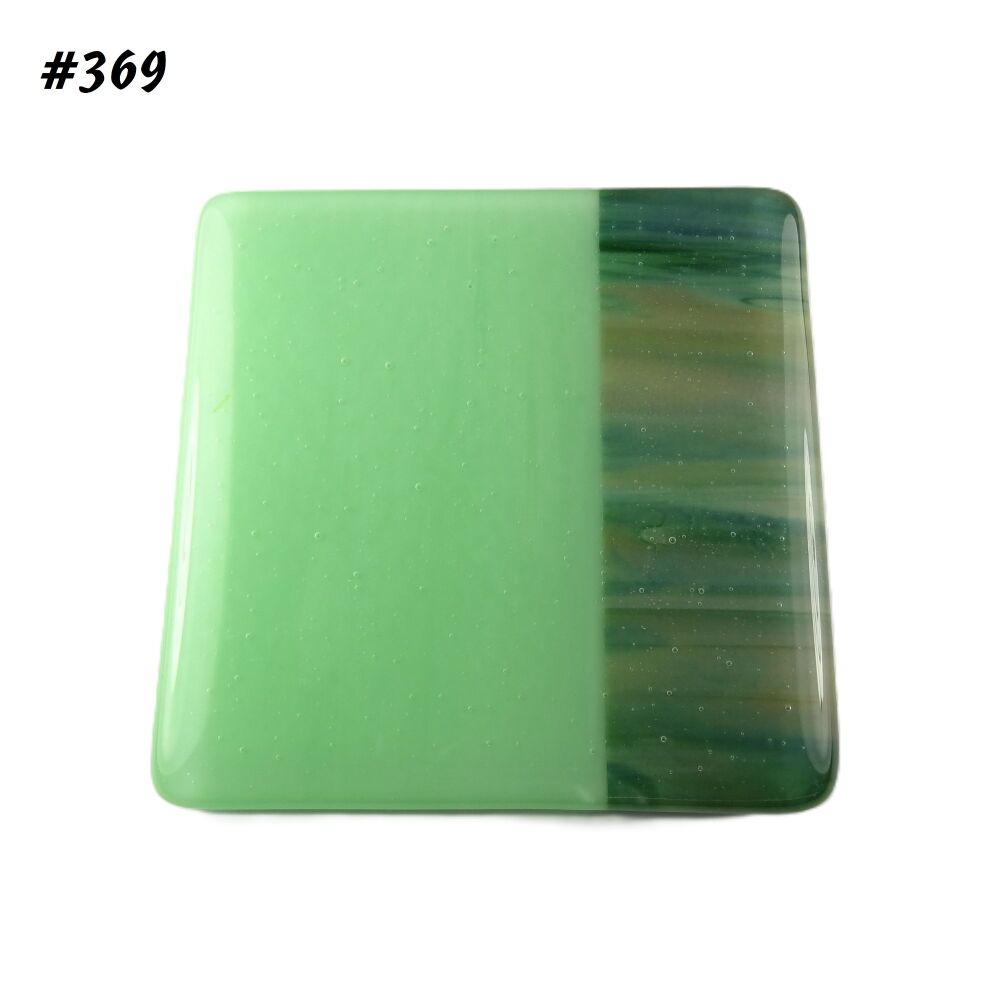 Handcrafted fused glass green coaster, with bumper feet, 9cm (#369)