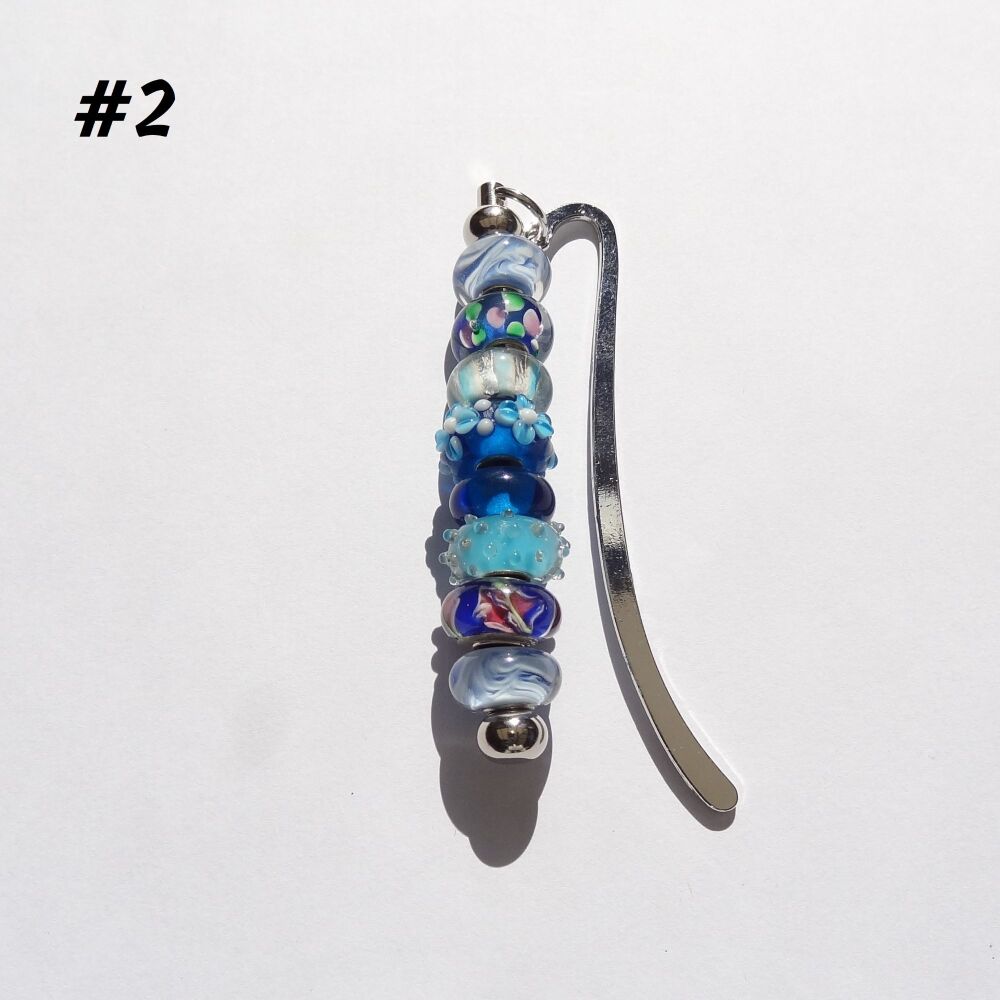 Blue glass beaded bookmark in an organza gift bag  (#2)